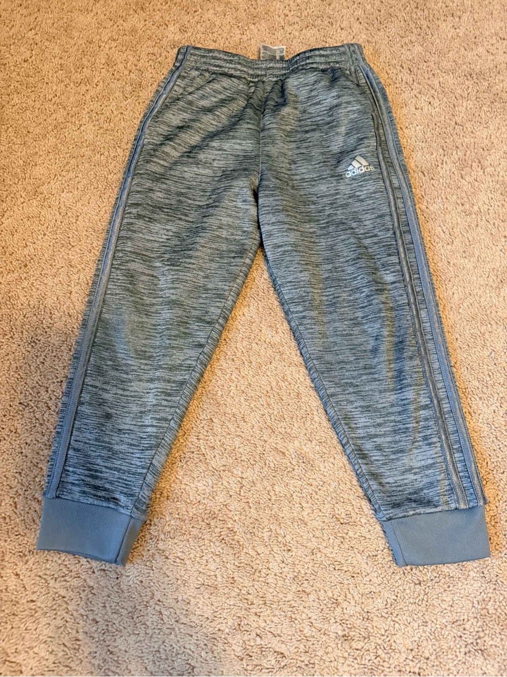 adidas Kids Heather Gray Jogger Sweatpants with Side Stripes